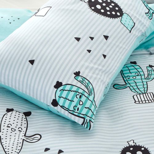  Jumeey Dinosaur Duvet Cover Sets Queen Colorful Bedding Sets Full Size Teen Girls Boys Dark Blue Cartoon Comforter Set 100% Cotton 3 Piece-1 Duvet Cover with Zipper Closure,2 Envel