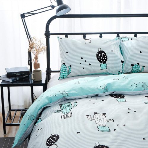  Jumeey Dinosaur Duvet Cover Sets Queen Colorful Bedding Sets Full Size Teen Girls Boys Dark Blue Cartoon Comforter Set 100% Cotton 3 Piece-1 Duvet Cover with Zipper Closure,2 Envel