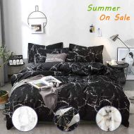 Jumeey Moroccan Bedding Sets Full Size Black with White Gray Marble Abstract Print Duvet Cover Set Queen Modern Design for Kids and Adult Ultra Soft Microfiber 3 Piece,No Comforter