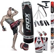 RDX Punching Bag Filled Wall Bracket Boxing Training MMA Heavy Punch Gloves Chain Ceiling Hook Muay Thai Kickboxing 14PC Martial Arts 4FT 5FT Set