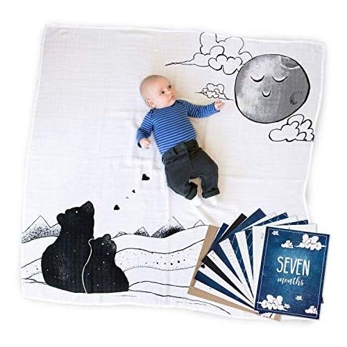  JumpOff Jo Baby Blanket and Milestone Cards Bundle, To the Moon