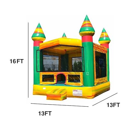  JumpOrange Titanium Commercial Grade Inflatable Bounce House with Air Blower, Kids and Adults, 100% PVC Vinyl, Outdoor Indoor, Backyard Home, Bouncer Jumper, Basketball Hoop, Birthday, Party Rental