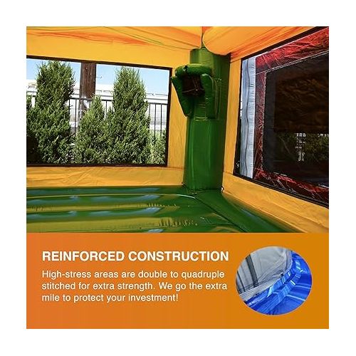  JumpOrange Titanium Commercial Grade Inflatable Bounce House with Air Blower, Kids and Adults, 100% PVC Vinyl, Outdoor Indoor, Backyard Home, Bouncer Jumper, Basketball Hoop, Birthday, Party Rental