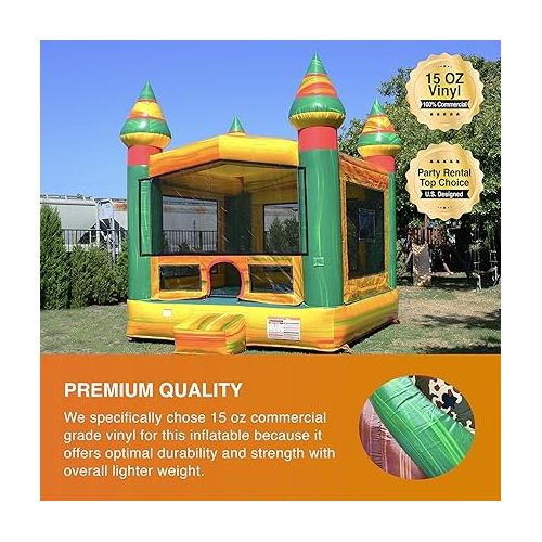  JumpOrange Titanium Commercial Grade Inflatable Bounce House with Air Blower, Kids and Adults, 100% PVC Vinyl, Outdoor Indoor, Backyard Home, Bouncer Jumper, Basketball Hoop, Birthday, Party Rental