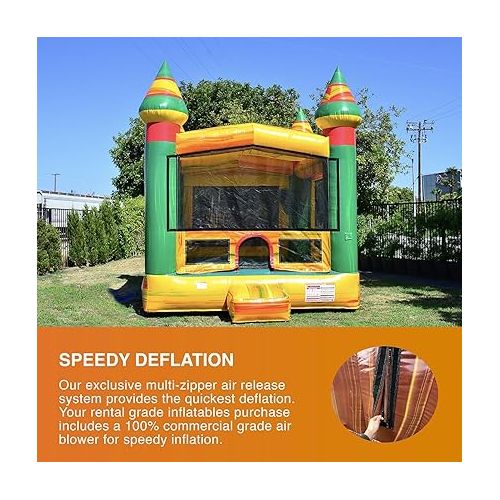  JumpOrange Titanium Commercial Grade Inflatable Bounce House with Air Blower, Kids and Adults, 100% PVC Vinyl, Outdoor Indoor, Backyard Home, Bouncer Jumper, Basketball Hoop, Birthday, Party Rental