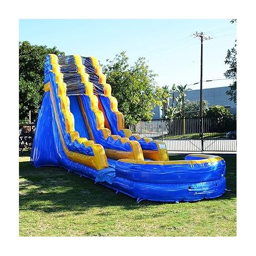  JumpOrange 19’ Melting Artic Commercial Grade Water Slide Inflatable with Attached Deep Pool for Kids and Adults (with Blower), Wet Dry Combo, Summer Fun, Outdoor, Summer Fun, Backyard Water Park