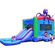 JumpOrange Octopus Commercial Grade Bounce House Water Slide with Splash Pool for Kids and Adults (with Blower), Wet Dry Combo, Basketball Hoop, Outdoor Indoor, Big Inflatable, Birthday Party Rental