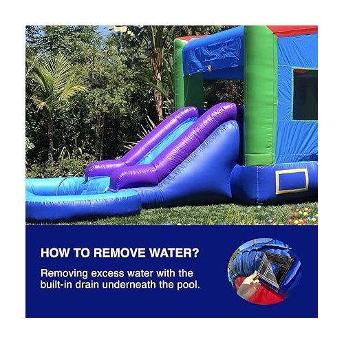  JumpOrange Octopus Commercial Grade Bounce House Water Slide with Splash Pool for Kids and Adults (with Blower), Wet Dry Combo, Basketball Hoop, Outdoor Indoor, Big Inflatable, Birthday Party Rental