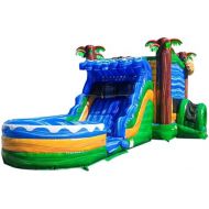 JumpOrange Jaguar Commercial Grade Bounce House Water Slide with Pool (with Blower), Kids and Adults, Wet Dry Combo, Basketball Hoop, Tunnel Entrance, Climb Wall, Inflatable, Summer