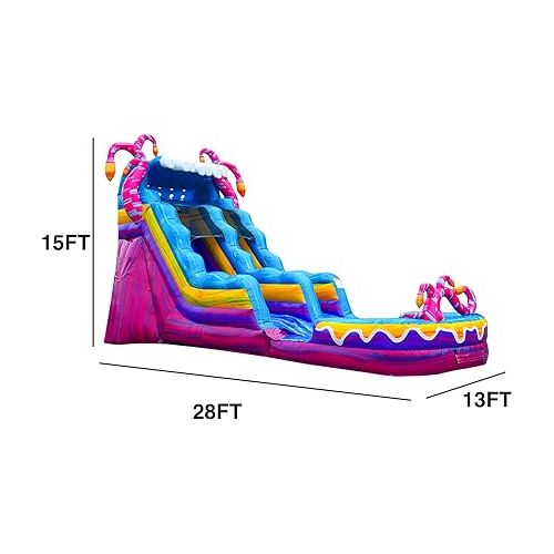  JumpOrange 15' Mystery Jungle Commercial Grade Water Slide with Detachable Deep Pool for Kids and Adults (with Blower), Outdoor Indoor, Wet Dry Use, Tall Waterslide Inflatable