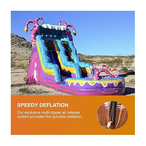  JumpOrange 15' Mystery Jungle Commercial Grade Water Slide with Detachable Deep Pool for Kids and Adults (with Blower), Outdoor Indoor, Wet Dry Use, Tall Waterslide Inflatable