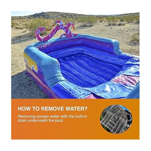  JumpOrange 15' Mystery Jungle Commercial Grade Water Slide with Detachable Deep Pool for Kids and Adults (with Blower), Outdoor Indoor, Wet Dry Use, Tall Waterslide Inflatable