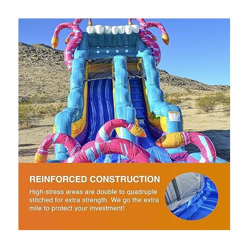  JumpOrange 15' Mystery Jungle Commercial Grade Water Slide with Detachable Deep Pool for Kids and Adults (with Blower), Outdoor Indoor, Wet Dry Use, Tall Waterslide Inflatable