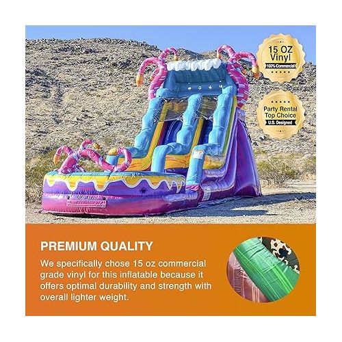  JumpOrange 15' Mystery Jungle Commercial Grade Water Slide with Detachable Deep Pool for Kids and Adults (with Blower), Outdoor Indoor, Wet Dry Use, Tall Waterslide Inflatable