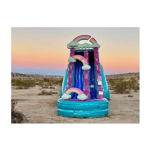  JumpOrange 19’ Imperfectly Perfect Commercial Grade Water Slide with Detachable Deep Pool for Kids and Adults (with Blower), Outdoor Indoor, Wet Dry Use, Tall Waterslide Inflatable