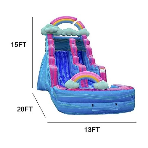  JumpOrange 15’ Imperfectly Perfect Commercial Grade Water Slide with Detachable Deep Pool for Kids and Adults (with Blower), Outdoor Indoor, Wet Dry Use, Tall Waterslide Inflatable