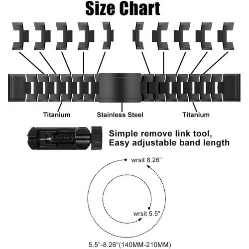  Junboer For Fenix 6 Pro Band + 10 Pack Dust Plugs + Charger Cable Set, 22mm Quick Fit Titanium Replacement Strap for Garmin Fenix 5/Fenix 5 Plus/Fenix 6/Fenix 6 Pro/Forerunner 935/945/Appr