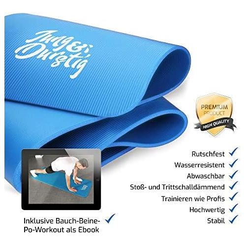  [아마존베스트]Jung & Durstig Yoga Mat, Gym Mat, Sports Mat, Fitness Mat, Non-Slip with Carry Strap, 180 x 60 x 1 cm