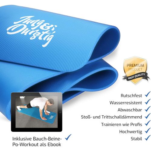  [아마존베스트]Jung & Durstig Yoga Mat, Gym Mat, Sports Mat, Fitness Mat, Non-Slip with Carry Strap, 180 x 60 x 1 cm