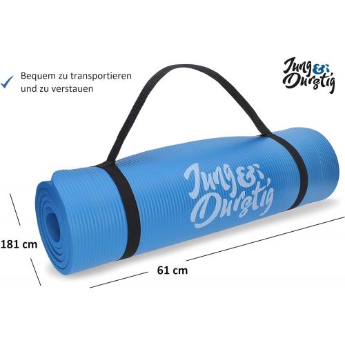  [아마존베스트]Jung & Durstig Yoga Mat, Gym Mat, Sports Mat, Fitness Mat, Non-Slip with Carry Strap, 180 x 60 x 1 cm