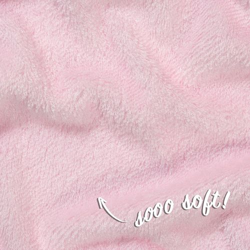  Jungle Snugs Organic Bamboo Hooded Baby Towel with Washcloth - Ultra Soft, Super Absorbent, and Naturally Hypoallergenic - Large Hooded Towel for Baby Girl - Premium Kids Animal Design (Pink)