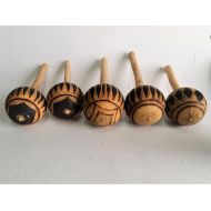/Jungledesigns Gourd Maraca Shaker Hand Carved & Pyrography African Tribal Artwork Hand Made Maraca Vtg Nos
