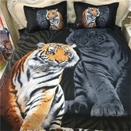 Junhome EsyDream 3D Oil Painting Tiger Animal Boys/Mens Duvet Cover Sets 3-Pieces No Comforter 100% Polyester,King Size 3pc/set