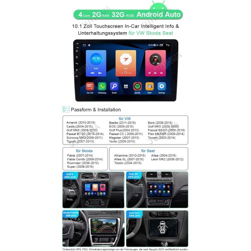  [아마존베스트]Junhua 9 Inch Android 10.0 8-Core 4+64GB Android Car + Carplay GPS Car Radio Navigation for VW Passat B6 Golf 5 6 Touran Tiguan Transporter T5 Polo Caddy Skoda Seat BT DAB+ WiFi 4G OBD2