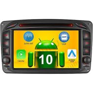 [아마존베스트]Junhua Android 10 Carplay + Android Car 2G + 32GB Rohm-DSP Bluetooth 5.0 Dual Tuner Car Radio 7 Inch DVD GPS Navigation for Mercedes Benz C/CLK Class W203 W209 C209 W209 W463 DAB+ WiFi 4G