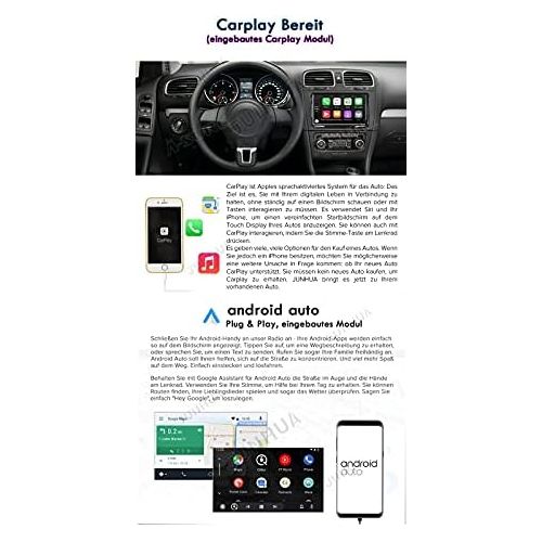  [아마존베스트]Junhua 9 Inch Android 10.0 4GB RAM + 64GB ROM 8-Core Android Car + Carplay DSP Car Radio for VW Passat B6 Touran Polo Golf V VI Skoda Fabia Radio with Navi Bluetooth DAB+ WiFi 4G TPMS OBD