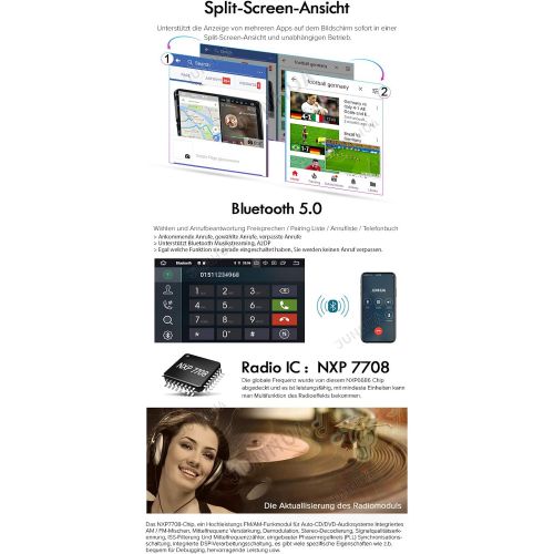  [아마존베스트]Junhua 9 Inch Android 10.0 4GB RAM + 64GB ROM 8-Core Android Car + Carplay DSP Car Radio for VW Passat B6 Touran Polo Golf V VI Skoda Fabia Radio with Navi Bluetooth DAB+ WiFi 4G TPMS OBD