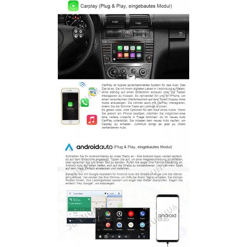 Junhua Built in DAB+ Android 10.0 8 Core, 4GB RAM + 64GB ROM Wireless Carplay Android Car 7 Inch Car Radio DVD GPS Navigation for Mercedes Benz C/CLK Class W203 W209 Bluetooth WiFi SWC OB