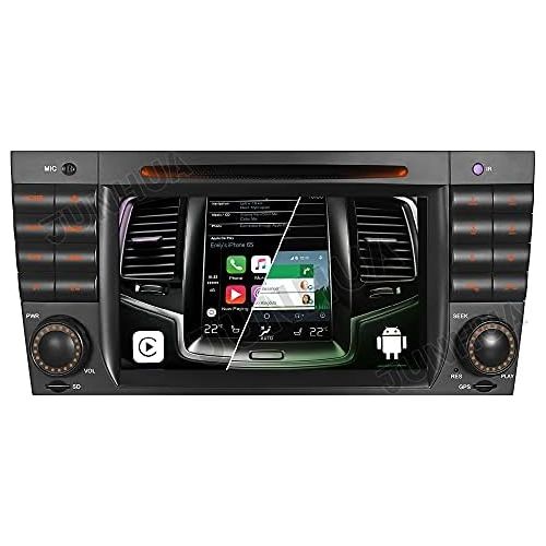  Junhua Android 10 Dual Tuner Car Radio Built in Carplay + Android Car Bluetooth 5.0 Rohm DSP DVD GPS Navigation for Mercedes Benz C/CLK Class W203 W209 DAB + WiFi 4G USB