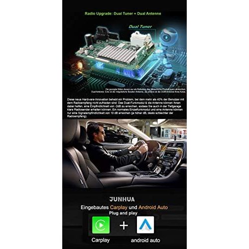  Junhua Android 10 Dual Tuner Car Radio Built in Carplay + Android Car Bluetooth 5.0 Rohm DSP DVD GPS Navigation for Mercedes Benz C/CLK Class W203 W209 DAB + WiFi 4G USB