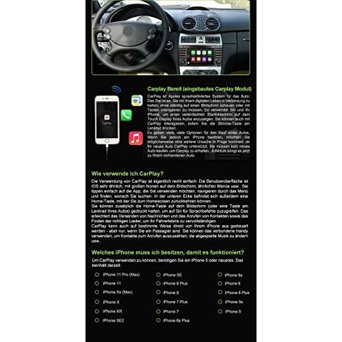  Junhua Android 10 Dual Tuner Car Radio Built in Carplay + Android Car Bluetooth 5.0 Rohm DSP DVD GPS Navigation for Mercedes Benz C/CLK Class W203 W209 DAB + WiFi 4G USB