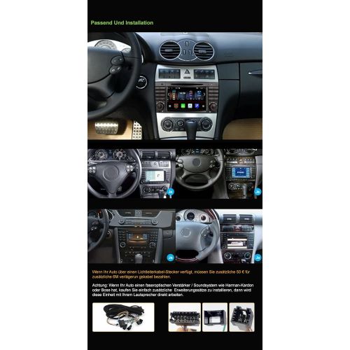  Junhua Android 10 Dual Tuner Car Radio Built in Carplay + Android Car Bluetooth 5.0 Rohm DSP DVD GPS Navigation for Mercedes Benz C/CLK Class W203 W209 DAB + WiFi 4G USB