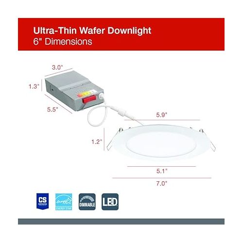  Juno WF6 SWW5 90CRI MW M6 Round Baffle LED Downlight, 120 Volts, 2700K/3000K/3500K/4000K/5000K, Triac Dimming, 6-Inch, Matte White