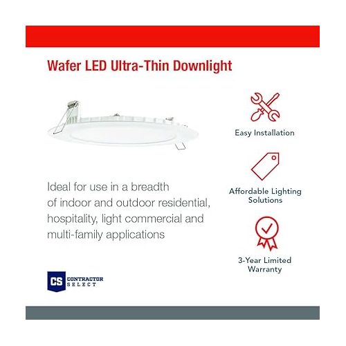  Juno WF6 SWW5 90CRI MW M6 Round Baffle LED Downlight, 120 Volts, 2700K/3000K/3500K/4000K/5000K, Triac Dimming, 6-Inch, Matte White