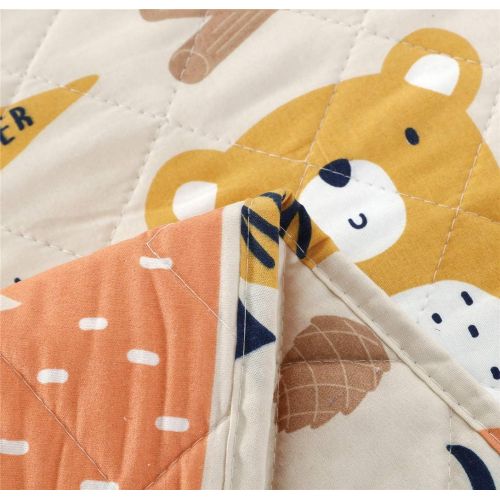  [아마존베스트]Junsey Kids Quilt Bedspreads Twin Size Bear Coverlet Set,3Pcs Forest Tree Deer Printed Quilts Set Lightweight Cartoon Bedspread Reversible Bedding Cover Pillow Shams