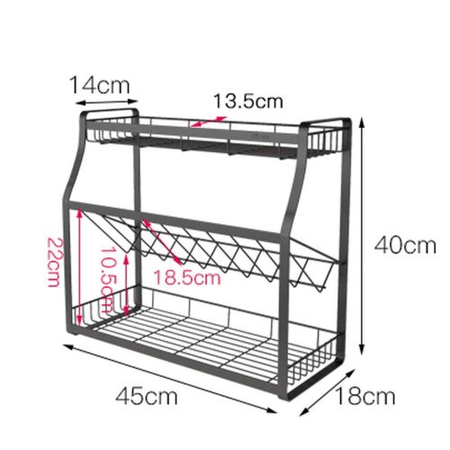  Junson Seasoning box, Kitchen seasoning shelf rack floor oil bottle soy sauce bottle vinegar bottle storage rack (Size : 45CM)