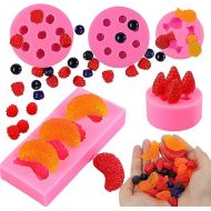 5Pcs Fruit Shaped Jelly Molds, 3D Mini Pineapple Strawberry Orange Blueberry Mulberry Candle Silicone Fruit Mold for Cupcake Decorating, Soap, Chocolate