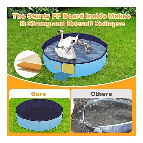  Juome Foldable Duck Swimming Pool, Portable Pond Pool for Ducks, Collapsible Hard Plastic Swimming Pool for Pets Dogs and Cats for Indoor and Outdoor