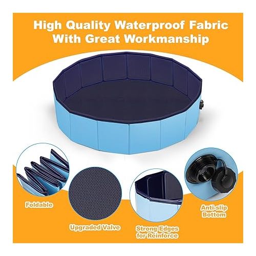  Juome Foldable Duck Swimming Pool, Portable Pond Pool for Ducks, Collapsible Hard Plastic Swimming Pool for Pets Dogs and Cats for Indoor and Outdoor