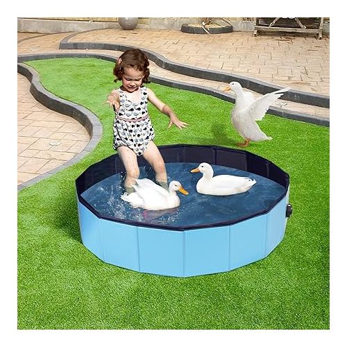  Juome Foldable Duck Swimming Pool, Portable Pond Pool for Ducks, Collapsible Hard Plastic Swimming Pool for Pets Dogs and Cats for Indoor and Outdoor