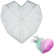 [아마존베스트]Juome Diamond Heart Love Shape Silicone Cake Mold, Silicone Cupcake Mold Oven Safe Chocolate Mousse Dessert Baking Pan, Bottom Balance Reinforcement