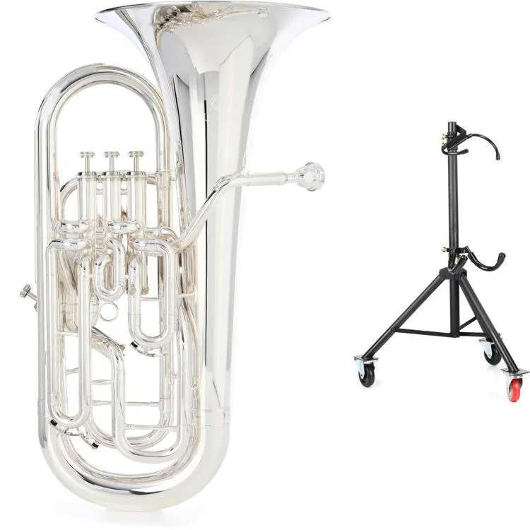 Jupiter JEP1120S 3+1 Valve Professional Compensating Euphonium and The Hug Stand - Silver-plated