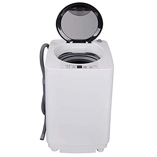  JupiterForce 8lbs Portable Compact Washer Upgraded Mini All in One Washing Machine Electric Automatic Load Laundry Includes Drain Pump for Apartments,Dorm Rooms,RV’s,White and Blac