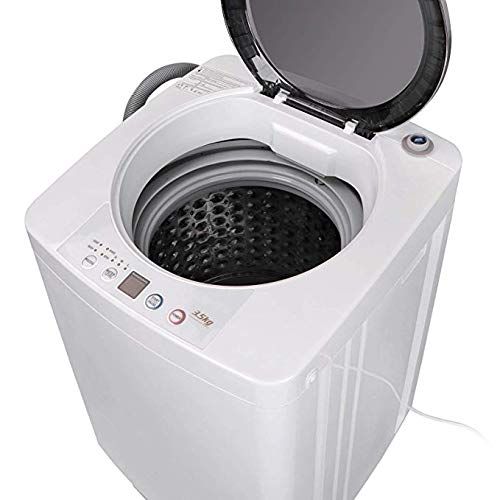  JupiterForce 8lbs Portable Compact Washer Upgraded Mini All in One Washing Machine Electric Automatic Load Laundry Includes Drain Pump for Apartments,Dorm Rooms,RV’s,White and Blac