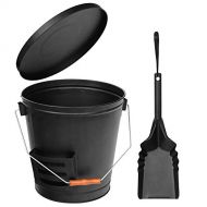 JupiterForce Galvanized Ash Bucket with Lid and Shovel, 5.15 Gallon Large Metal Hot Coal Wood Ash Bucket Pail for Fireplace, Fire Pits, Wood Burning Stoves, Grill, Outdoor Camping,