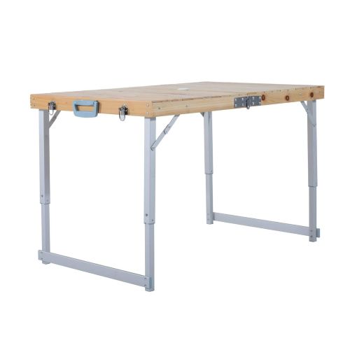  Jur_Global Wooden Height Adjustable Folding Outdoor Picnic Table Set